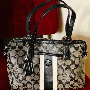 COACH SIGNATURE STRIPE Black & Gray PVC SATCHEL